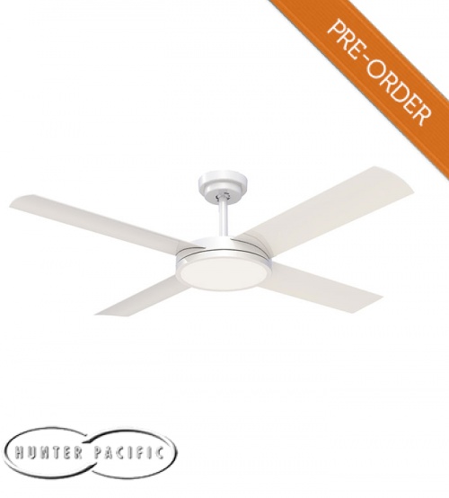 Hunter Pacific Revolution 3 52" Ceiling Fan with 24W Dimmable LED Light - White